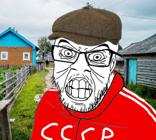 File:6375 - soybooru.com - grass hat russia text cap irl background stubble crazed clothes soviet union feraljak track suit mustache wrinkles soyjak glasses cloud.jpg