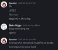 Inappropriate comments.